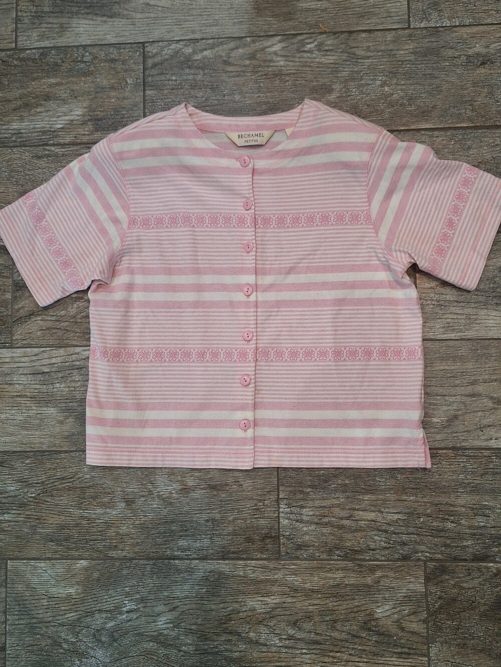 Bechamel Pink and White Stripe Button-Front Top